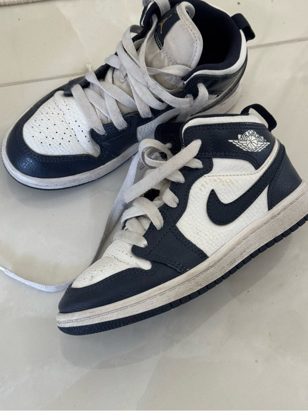 Nike Kids White and Black Mid-Top Sneakers